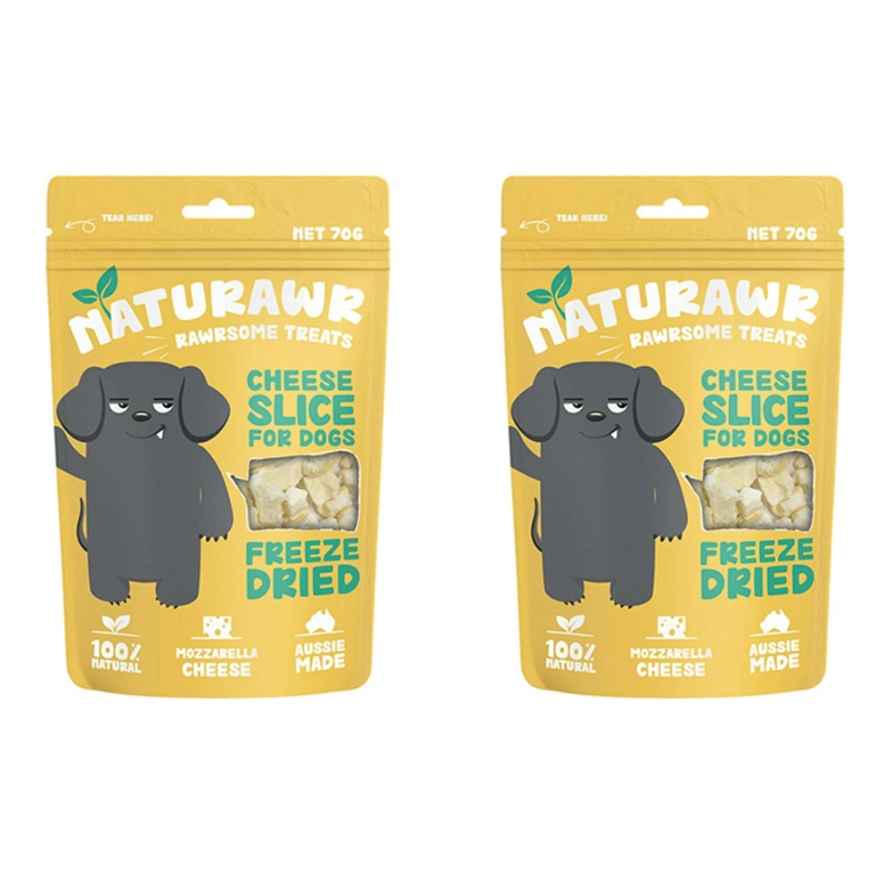 2x Naturawr 70g Natural Cheese Slice Dogs/Puppy Pet Freeze Dried Meal/Treat Pack