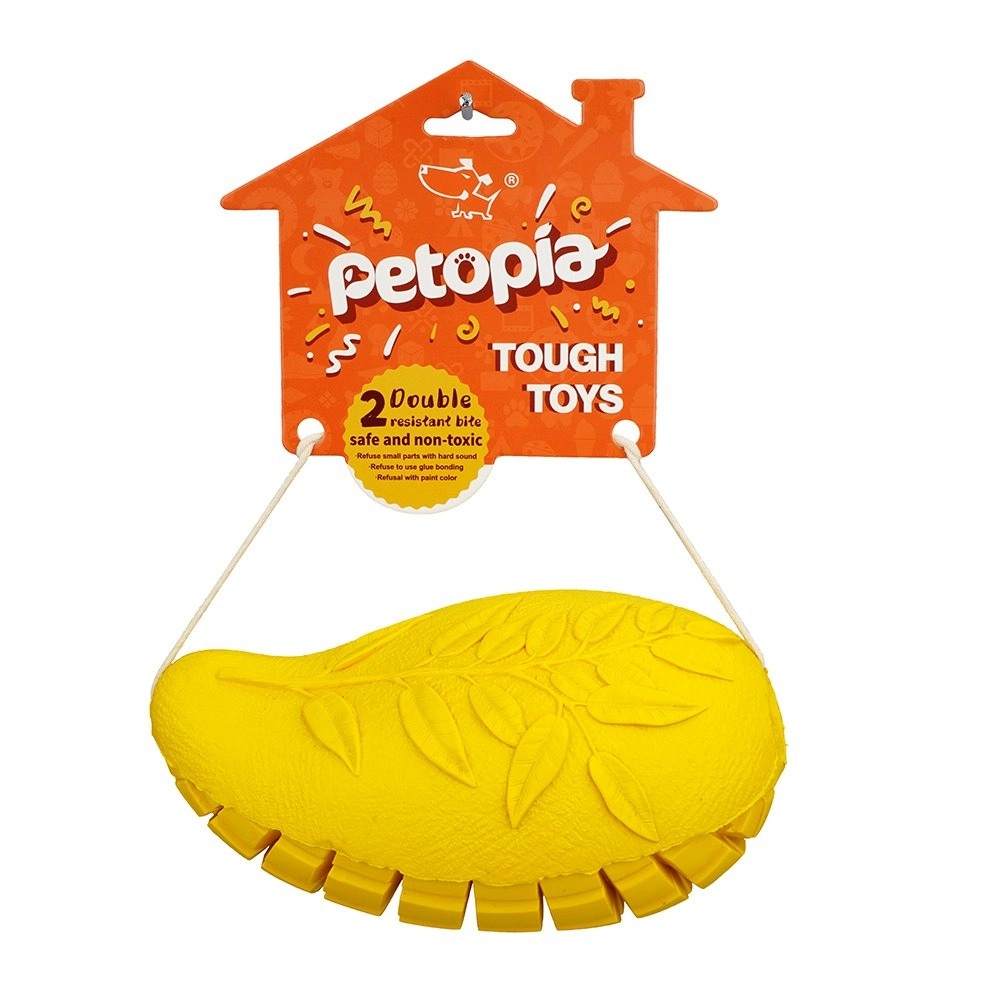 Petopia Ultra Tough 16cm Rubber Mango Magic Dog Toy Chew Treat Large Yellow