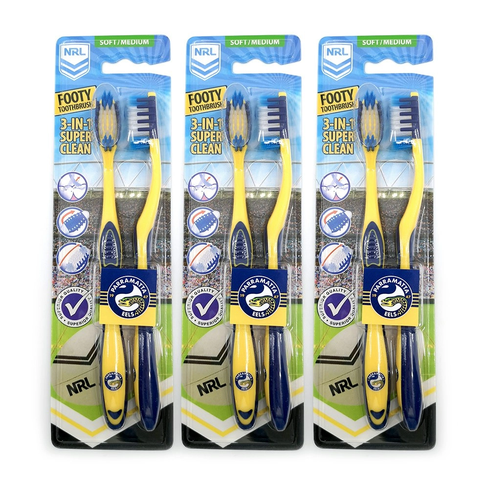 6pc NRL Parramatta Eels Soft/Medium Toothbrush Kids/Adults Oral Care 6y+