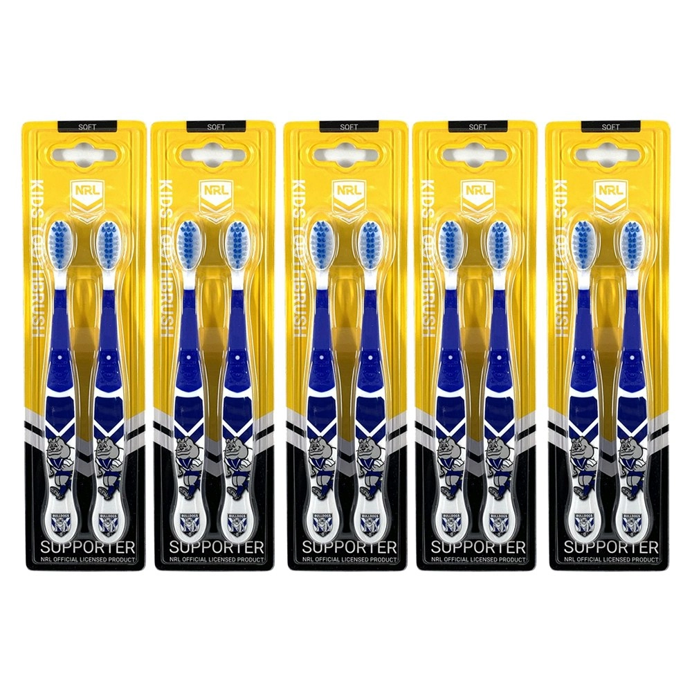 10pc NRL Mascot Canterbury Bulldogs Kids/Toddler Soft Bristles Toothbrush 3y+