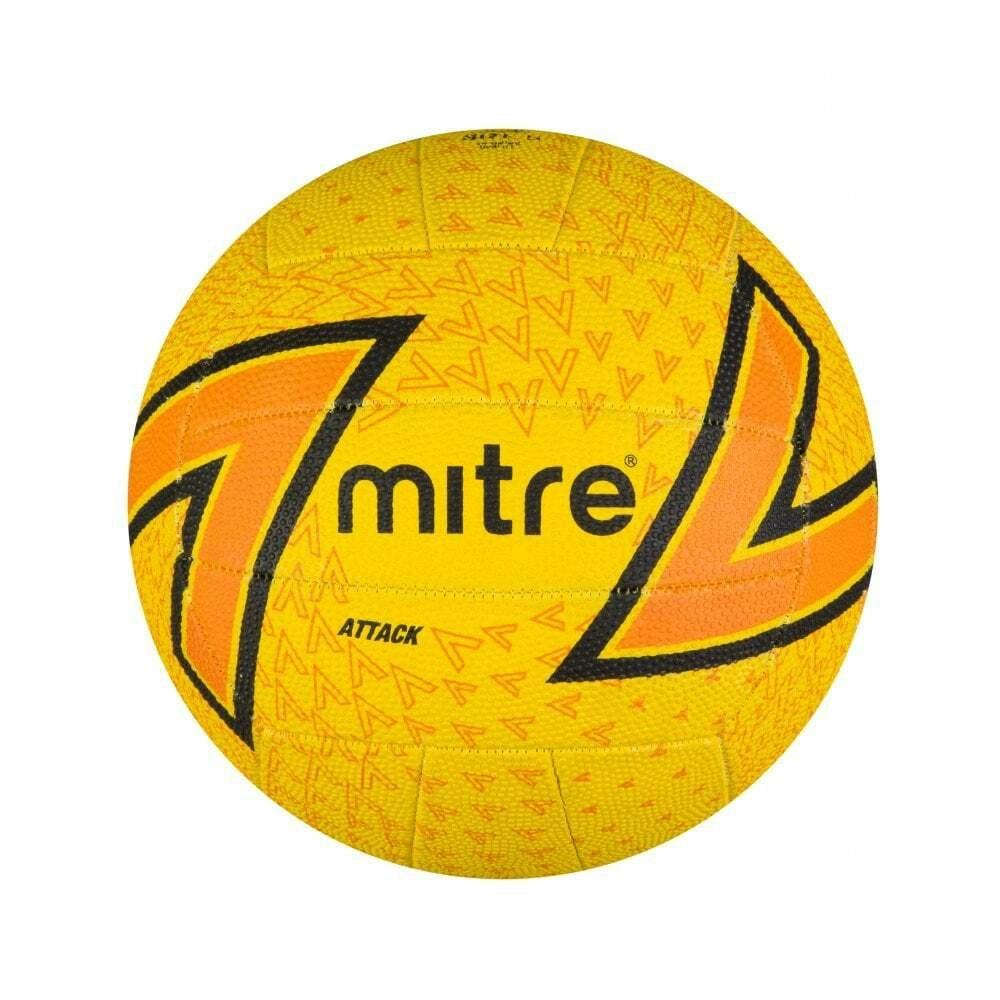 Mitre Attack F18P Training Grade Netball Hand Stitch Yellow/Orange/Black Size 5