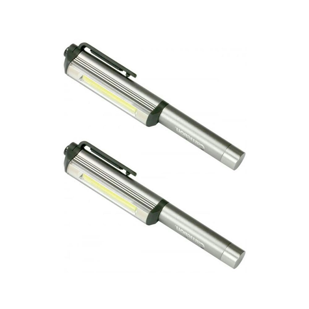 2x Camelion 3W Flashlight COB LED Aluminium Magnet Pen Light w/3x AAA Batteries