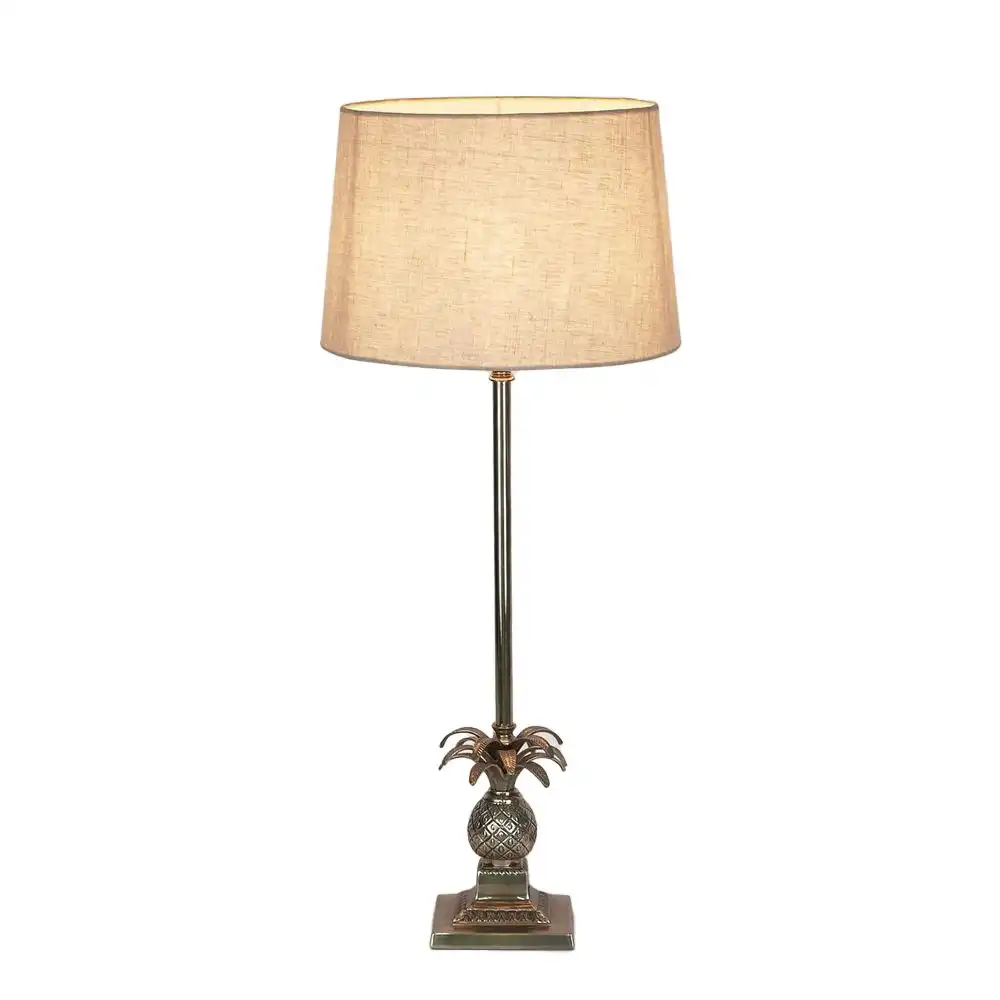 Belle Caribbean Pineapple Table Lamp w/ Brass Base 57cm Night Light Antique SLV