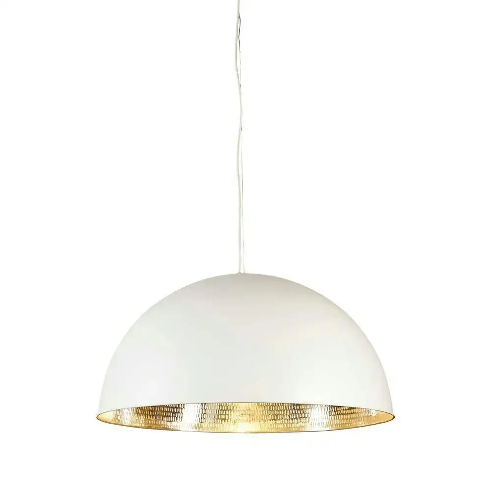 Belle Alfresco Dome Ceiling Pendant Light 60cm Hanging Room Lamp White/Silver