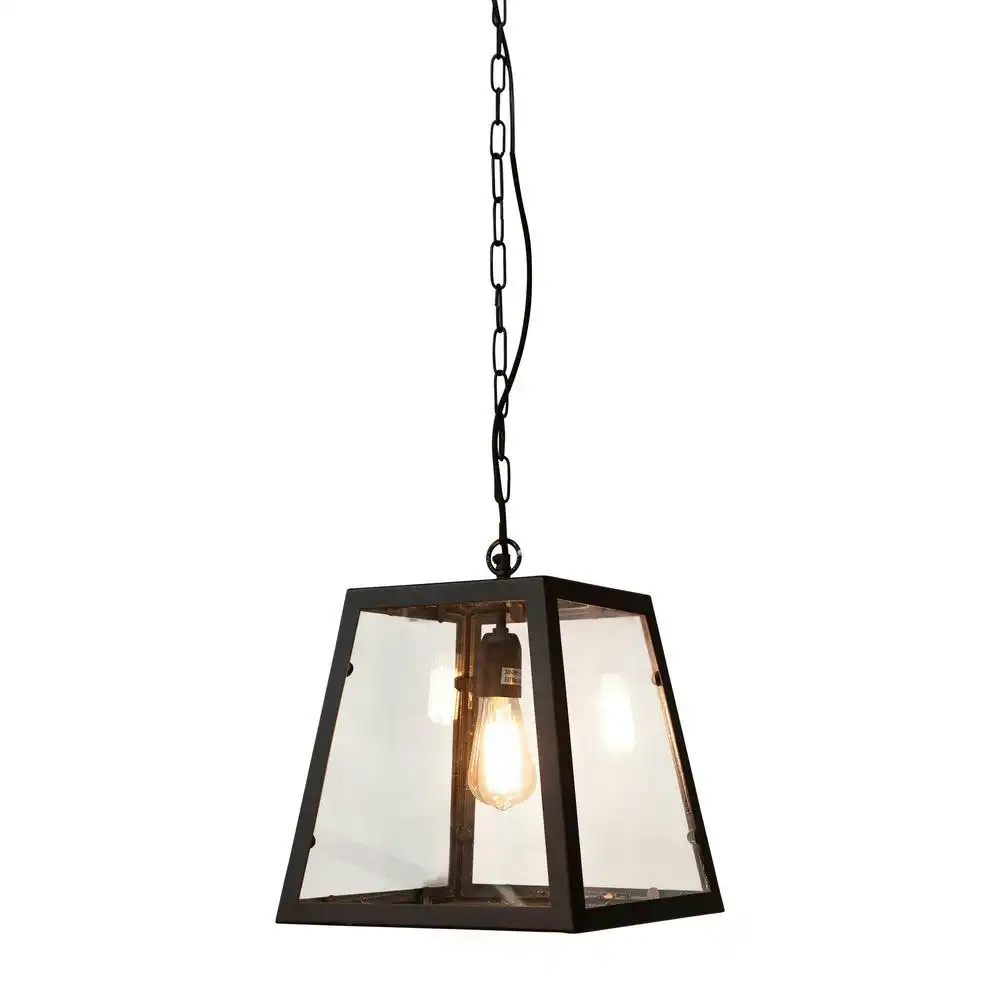 Belle Alphise Iron/Glass Ceiling Pendant Light 31cm Hanging Lamp Decor Black