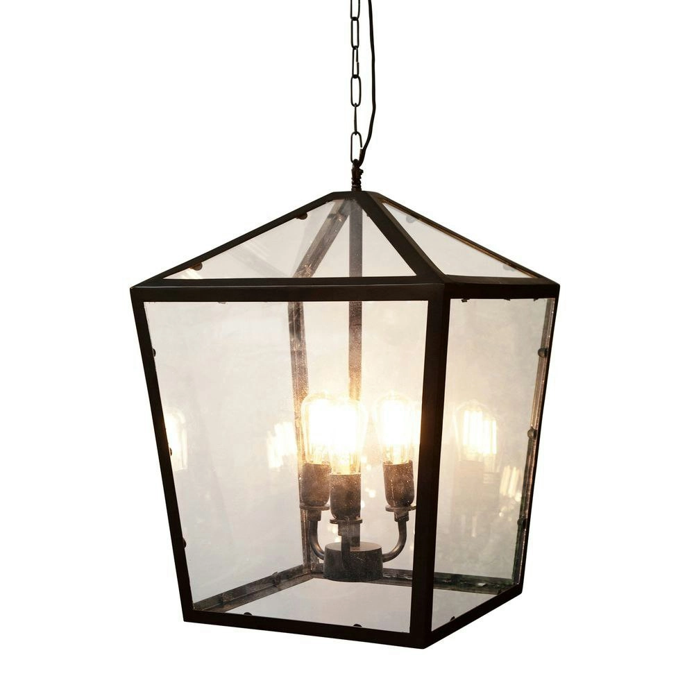 Belle Melrose Iron/Glass Ceiling Pendant Light 46cm Hanging Lamp Decor Black