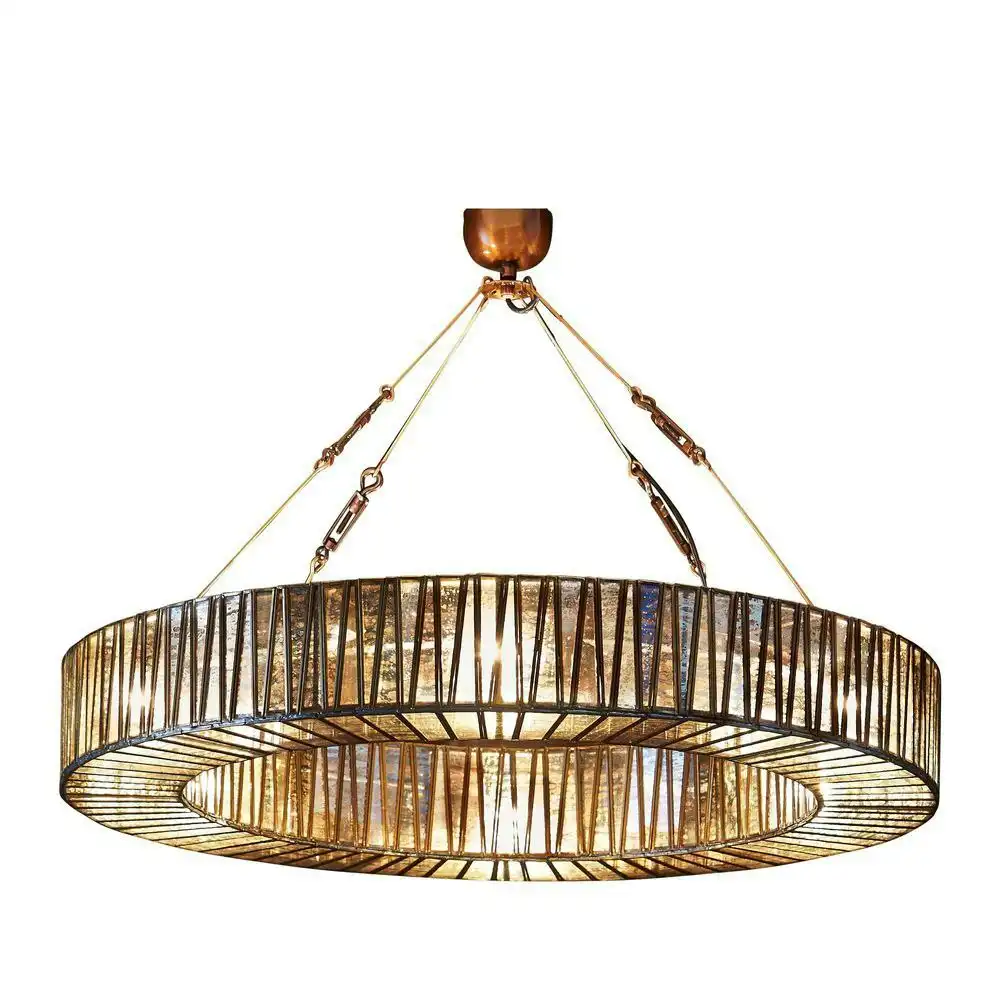 Belle Chelton Glass/Iron Ceiling Pendant Light 90cm Hanging Lamp Decor Brass