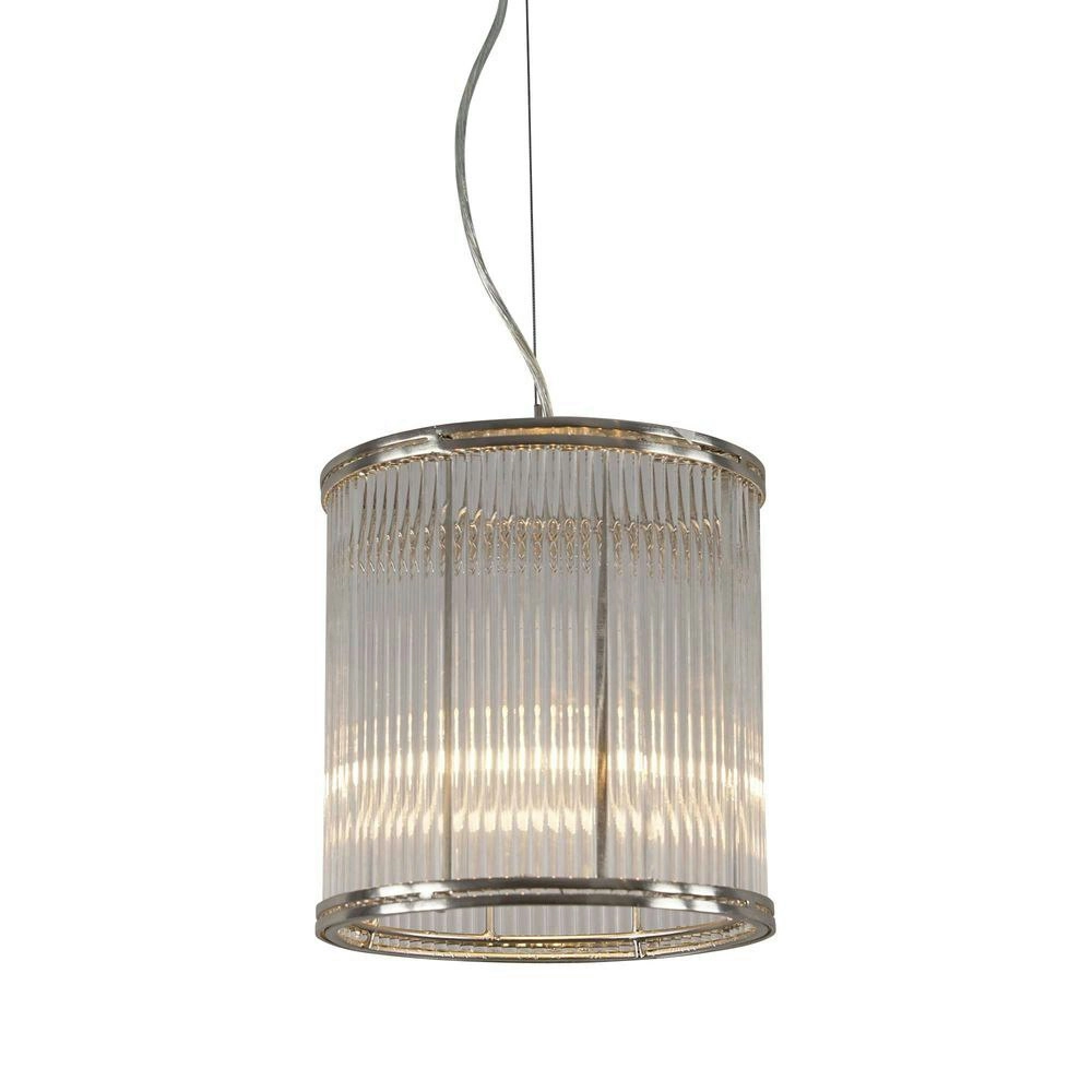 Belle Denzel Iron/Glass Ceiling Pendant Light Hanging Lamp Medium 25cm Nickel