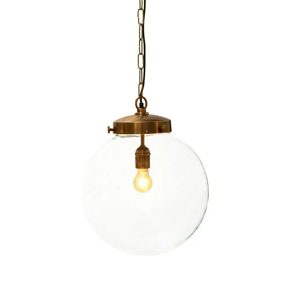 Belle Celeste Glass Ceiling Pendant Light Hanging Lamp Large 48cm Antique Brass