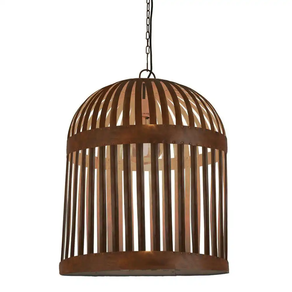 Belle Esch Metal Cage Ceiling Pendant Light 60cm Hanging Lamp Home Decor Rust