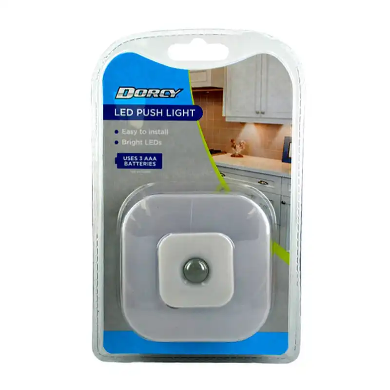 Dorcy Battery Powered Wireless Stick On LED Push Light For Closet/Bedroom Square