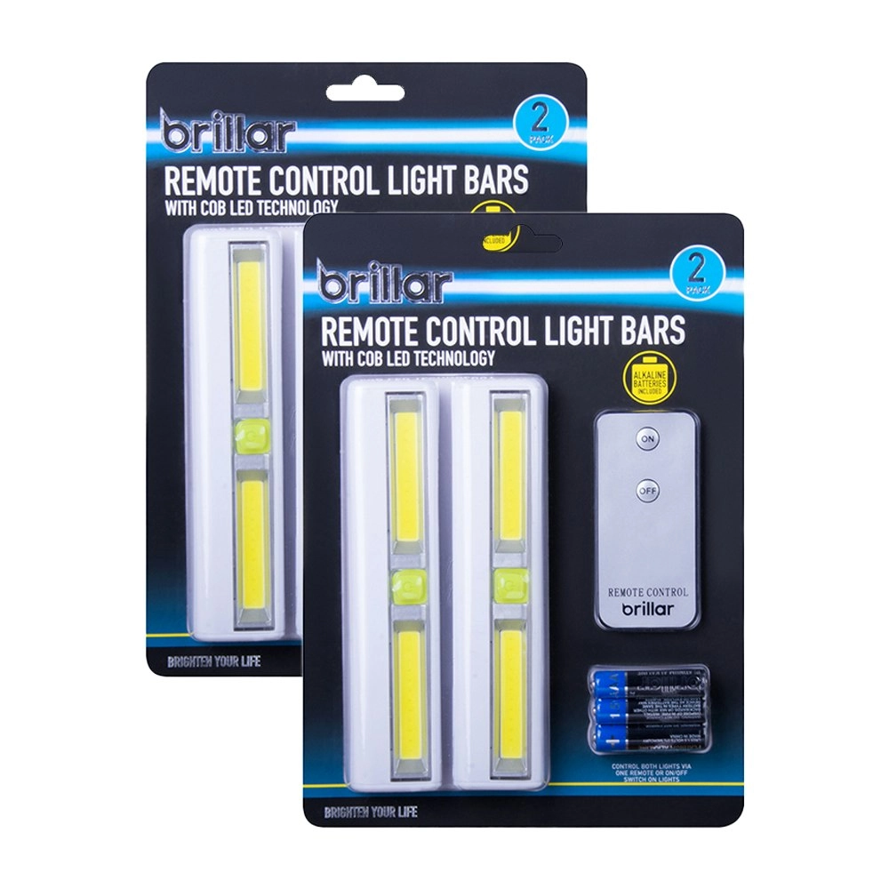 4pc Brillar Magnetic COB LED Multipurpose Adhesive Light Bar w/ Remote Control