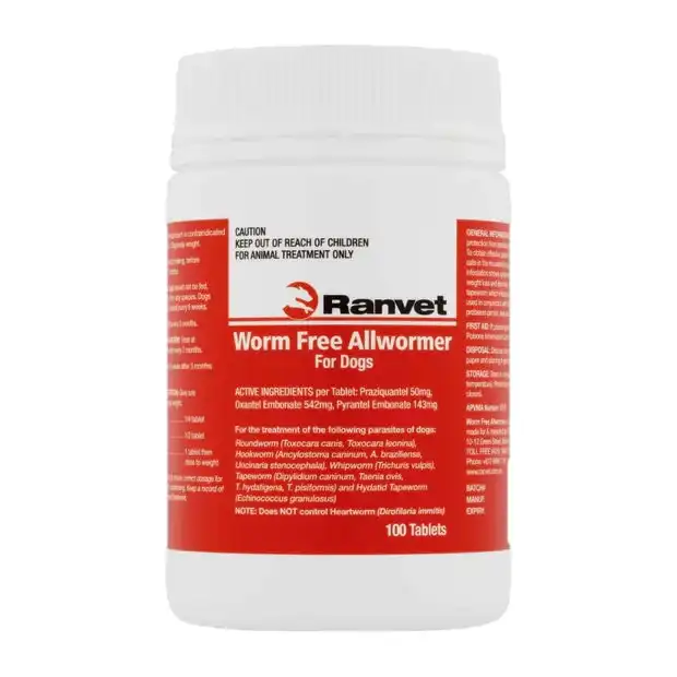 Ranvet Worm Free Allwormer for Small Dogs (10 kg)