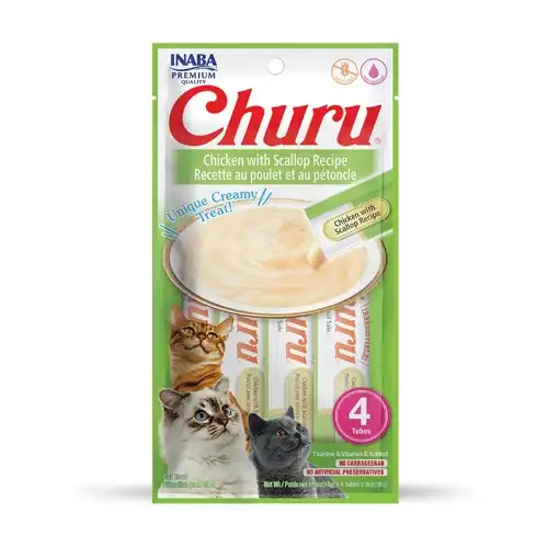 Inaba Churu Purée Cat Treats - Chicken with Scallop Purée