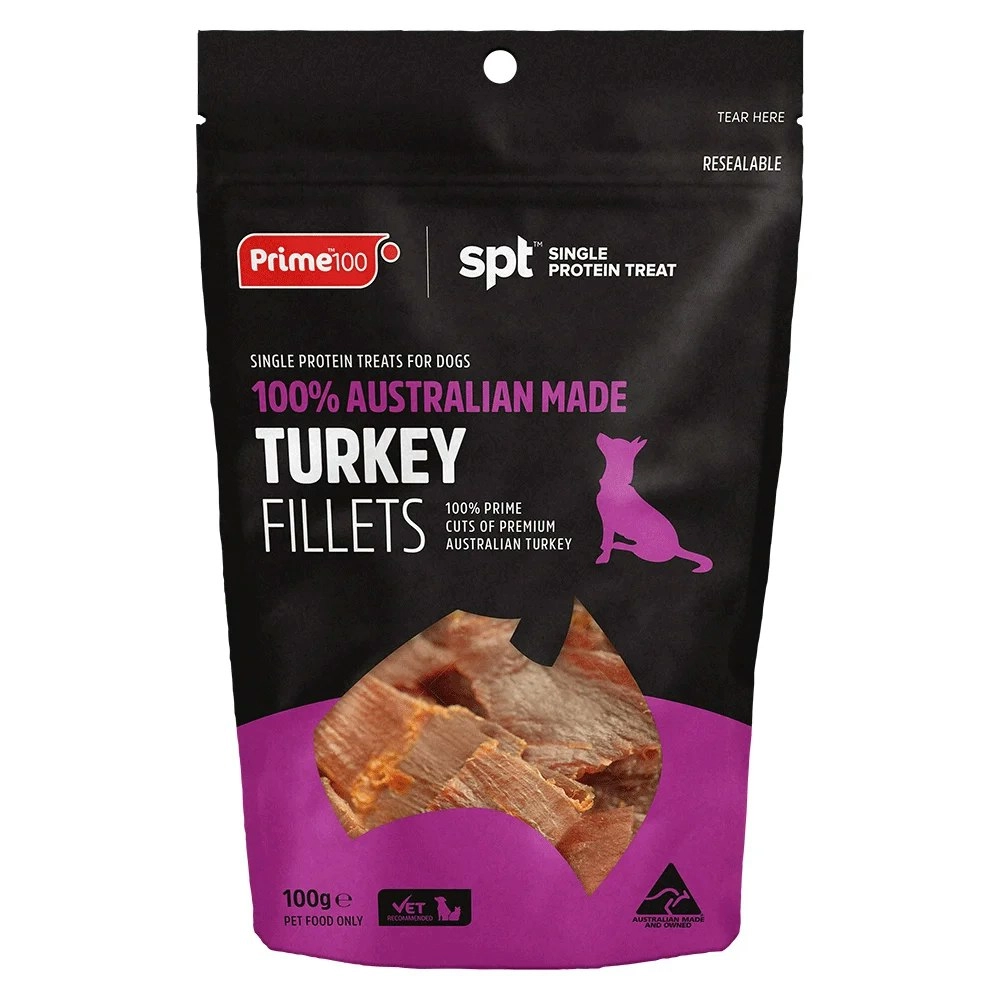 Prime100 Turkey Fillet Dog Treats - 100g