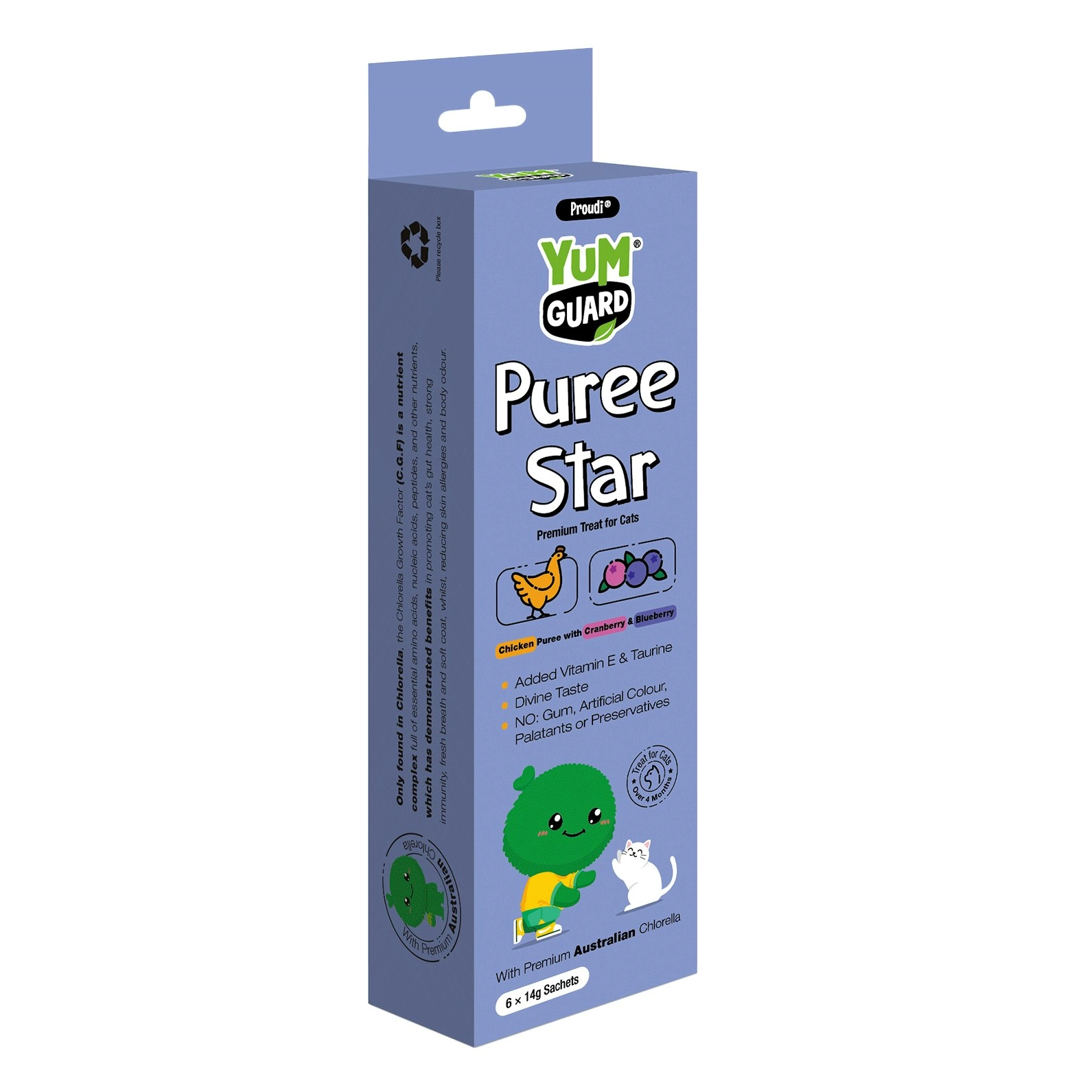 YumGuard Puree Star Cat Treats - Chicken Cranberry and Blueberry