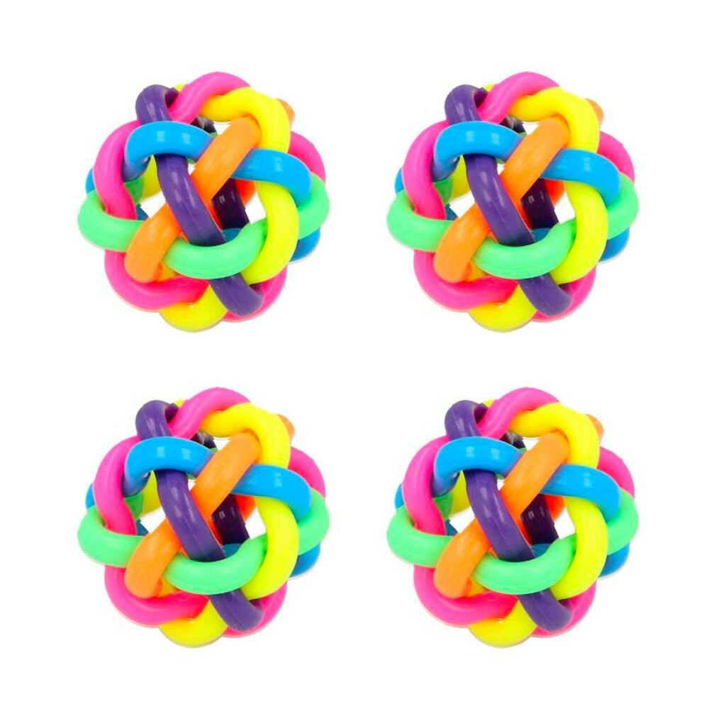 4x Fumfings 7cm Tangle Rainbow Round Bouncy Balls Kids Fun Play Bounce Toy 3y+