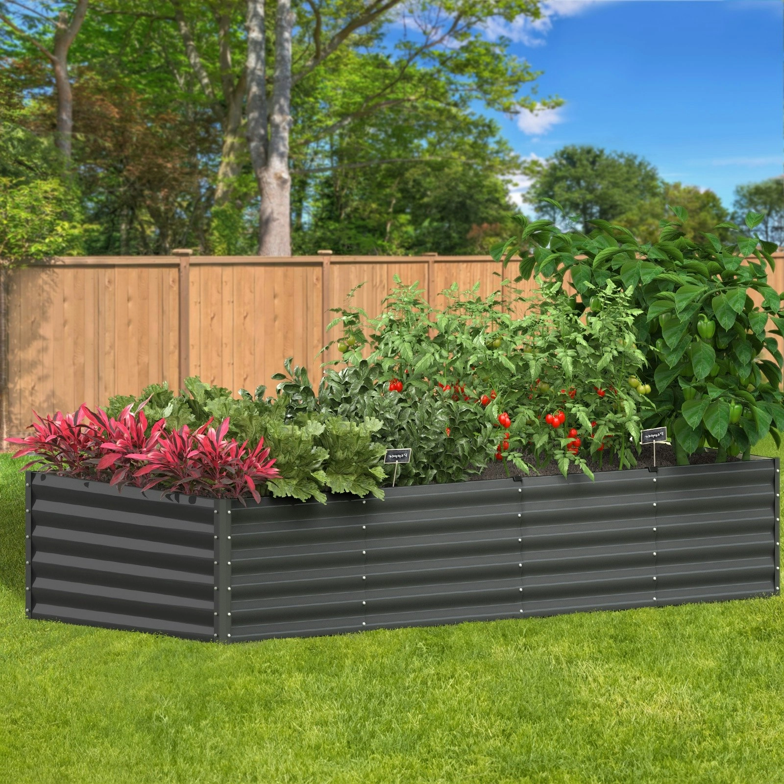 Livsip Garden Raised Bed Vegetable Planter Kit Galvanised Steel 240x80x45CM