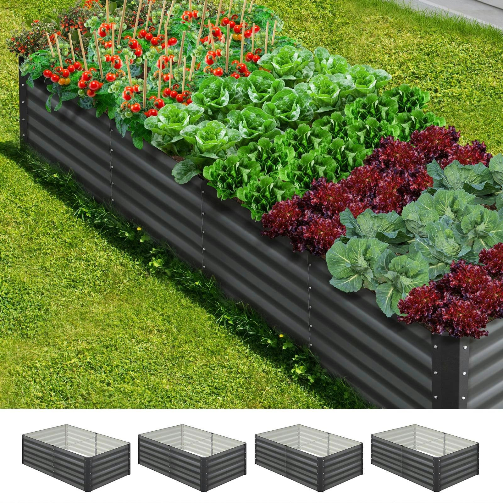 Livsip x2 Garden Bed Kits Raised Instant Planter 320x80x45CM Galvanised Steel