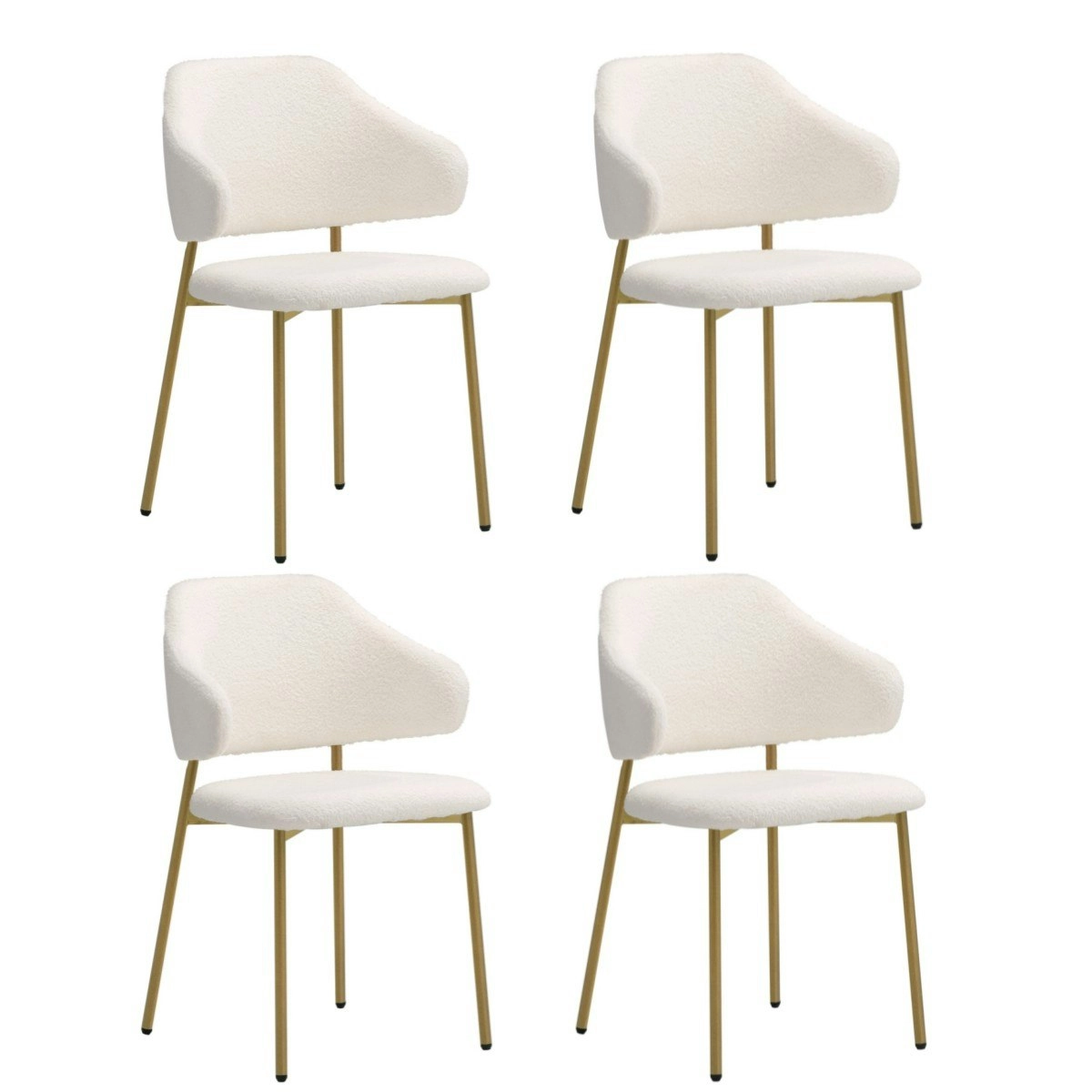 Oikiture 4x Dining Chair Accent Chairs Armchair Tub Armchairs Sherpa Gold&White