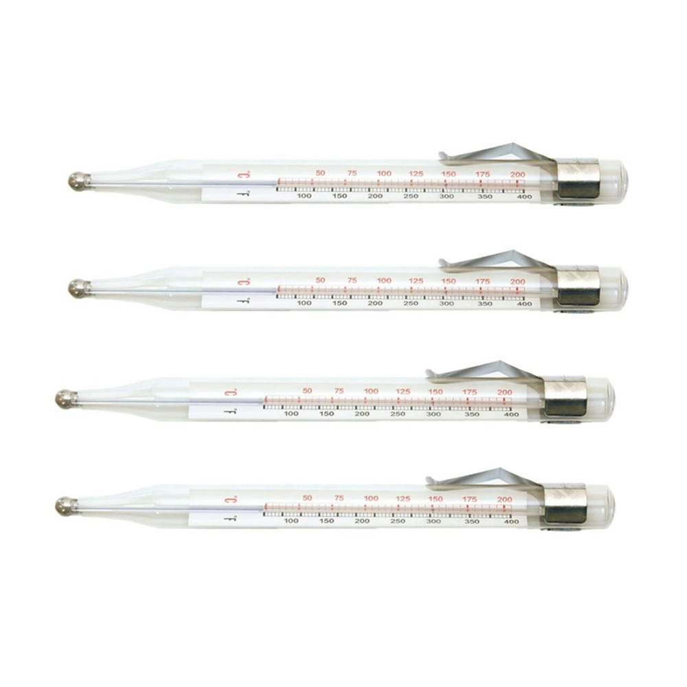 4x Cuisena Clip-On Analogue Glass Candy Thermometer Confectionery Cooking Clear