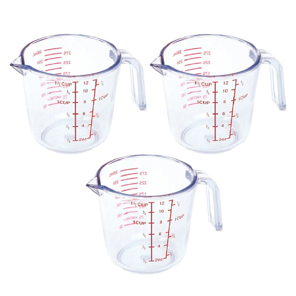 3x Cuisena 600ml Plastic Measuring Jug Powder/Liquid Baking/Kitchen Utensil CLR