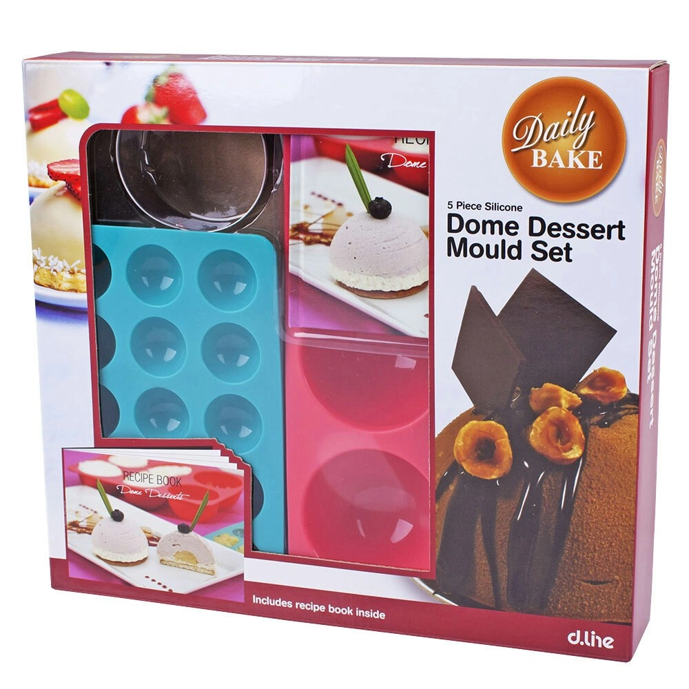 5pc Daily Bake Silicone Dome Dessert Mould/Tray Gift Set w/ Recipie Book