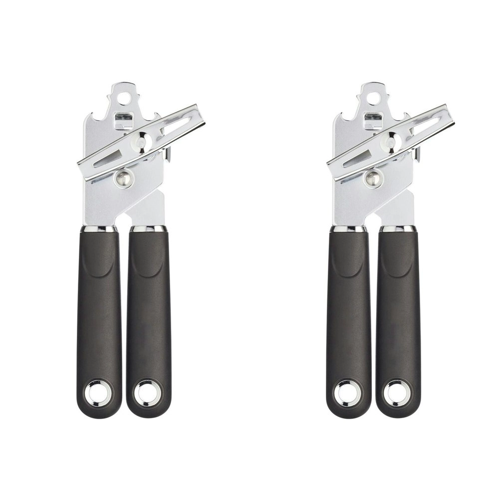 2x MasterCraft Soft Grip 14cm Manual Stainless Steel Can Opener Handheld Black