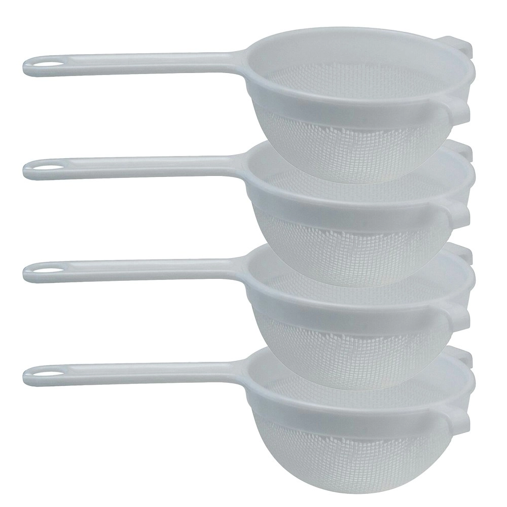 4x Cuisena 10cm Nylon Mesh Strainer Pasta Noodles Drainer w/ Long Handle White