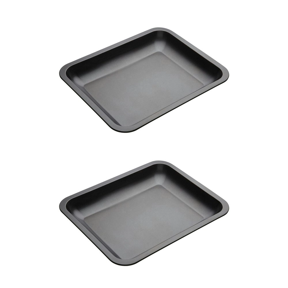 2x MasterCraft Heavy Base 33x25.5cm Medium Roasting Pan Baking/Cooking Tray Grey