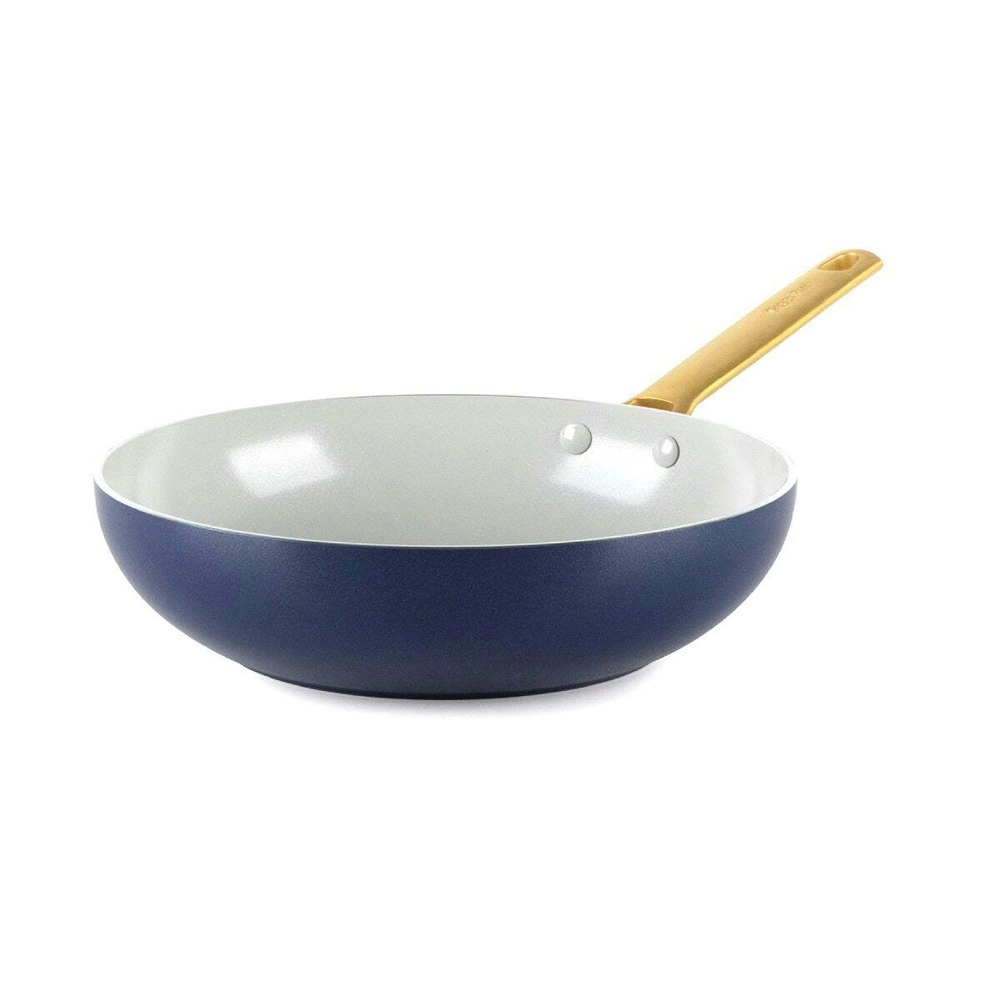 GreenPan Padova Non Stick Coated Dark Blue Open Wok 28cm Home Kitchen Cookware