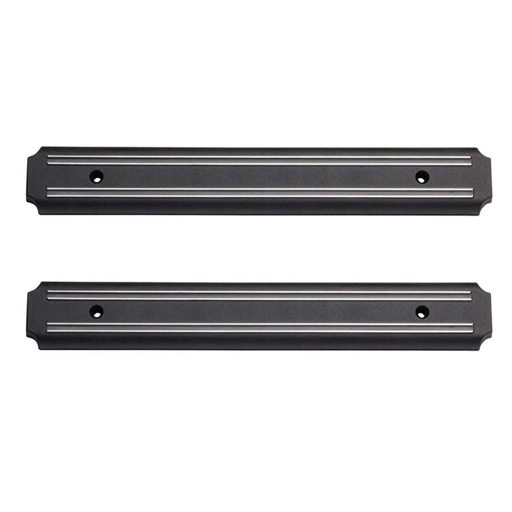 2x Cuisena 33cm Magnetic Wall Mounted Knife Rack Storage Holder Organiser Black