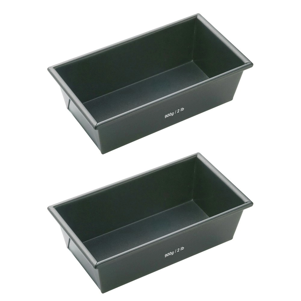 2x MasterCraft 21x11cm Heavy Base Non-Stick Box Sided Loaf/Bread Pan Baking BLK