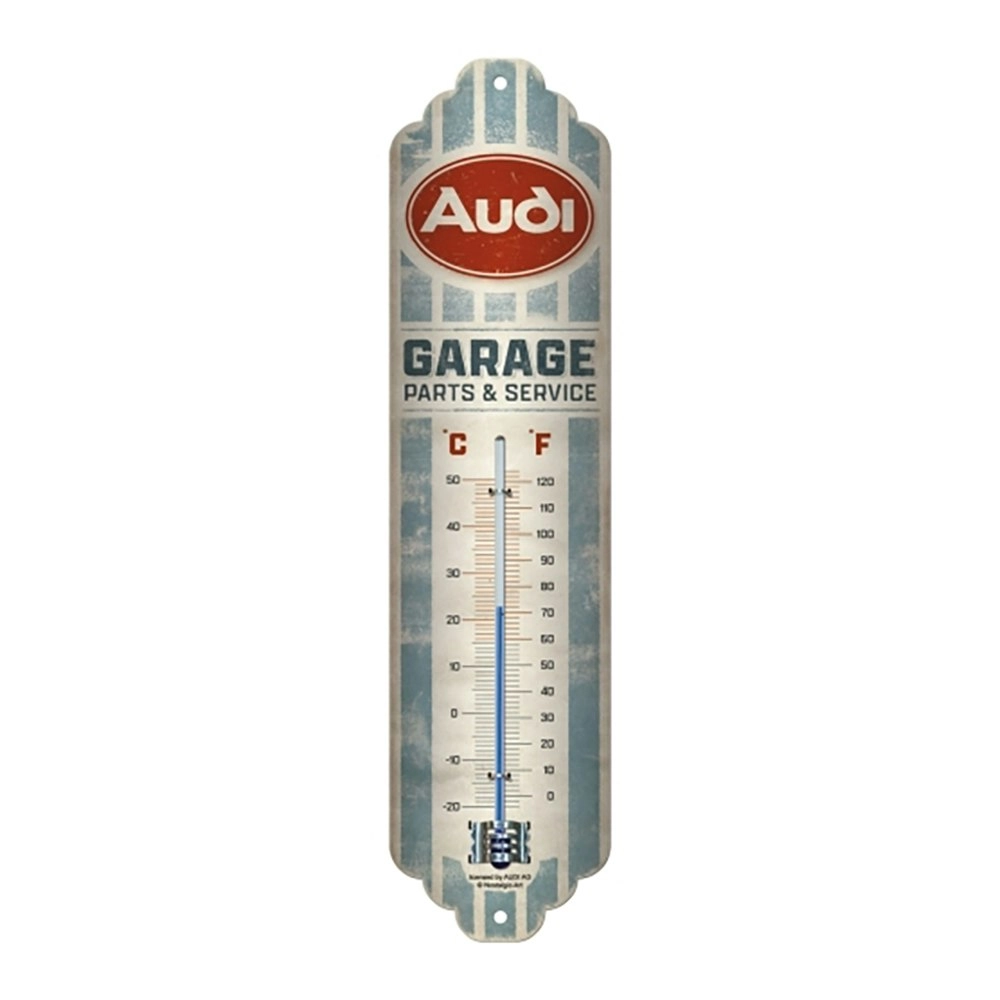 Nostalgic Art Metal Thermometer Audi Garage Celsius/Fahrenheit Home Decor Grey