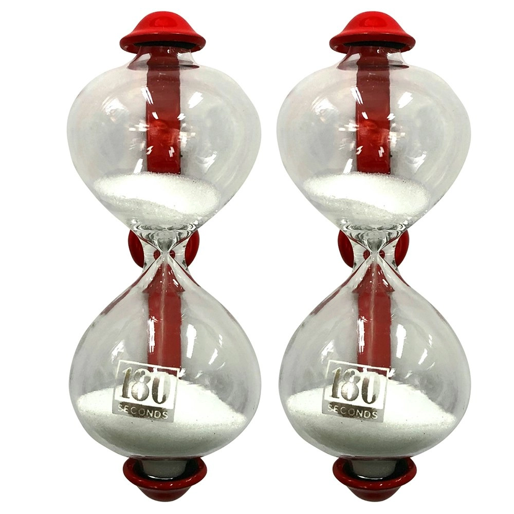 2x Dulton Magnetic 8.5cm Sandglass 3-Minute Metal Kitchen Timer Hourglass Red