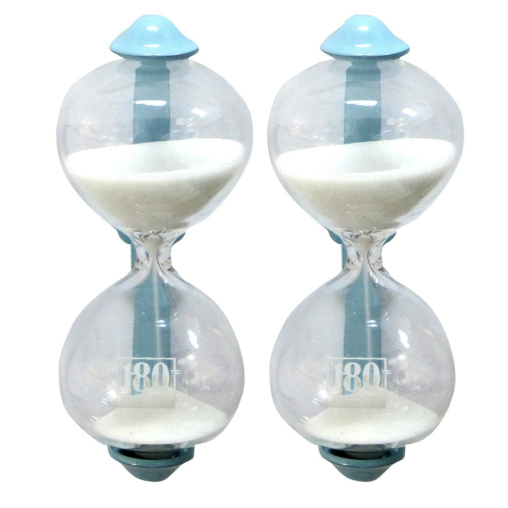 2x Dulton Magnetic 8.5cm Sandglass 3-Minute Kitchen Timer Hourglass Sax Blue