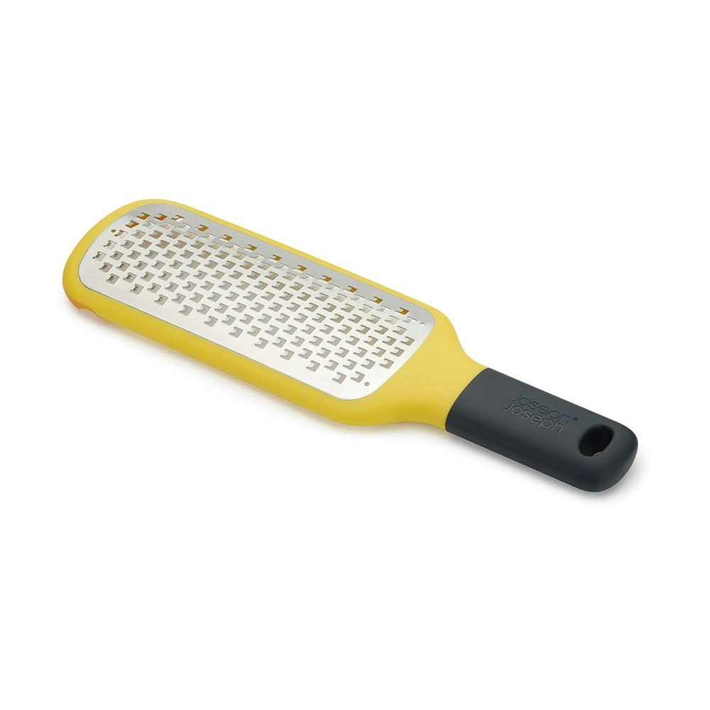 Joseph Joseph Grip Stainless Steel Coarse Paddle Grater with Bowl Grip Yellow