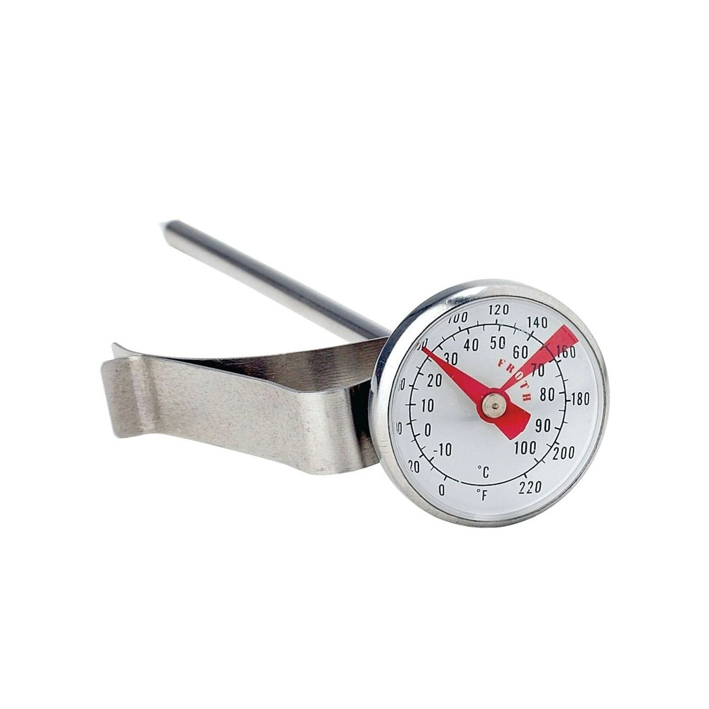 Cuisena Stainless Steel 27mm Dial Round Milk Thermometer Probe w/ Clip Silver