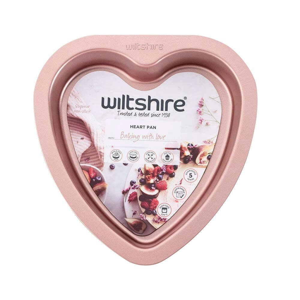 Wiltshire Rose Gold Heart Shaped Non-Stick Baking Cake Pan Oven Safe Tin 19cm