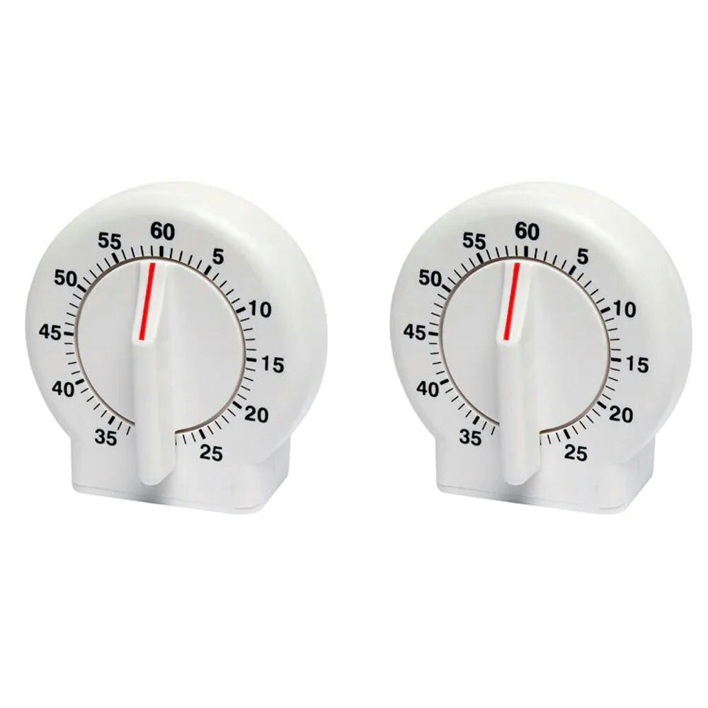 2x Eterna Plastic 60-Minute Mechanical Kitchen Timer Alarm Baking/Cooking White