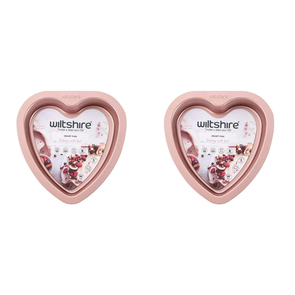 2PK Wiltshire Rose Gold Heart Shaped Non-Stick Baking Cake Oven Safe Tin 19cm