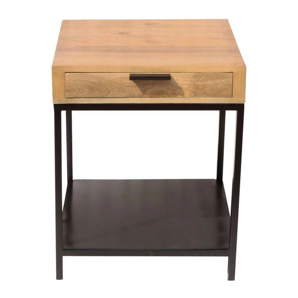 J. Elliot Clifton 61cm Side Table Living/Bedroom Home Furniture Natural & Black