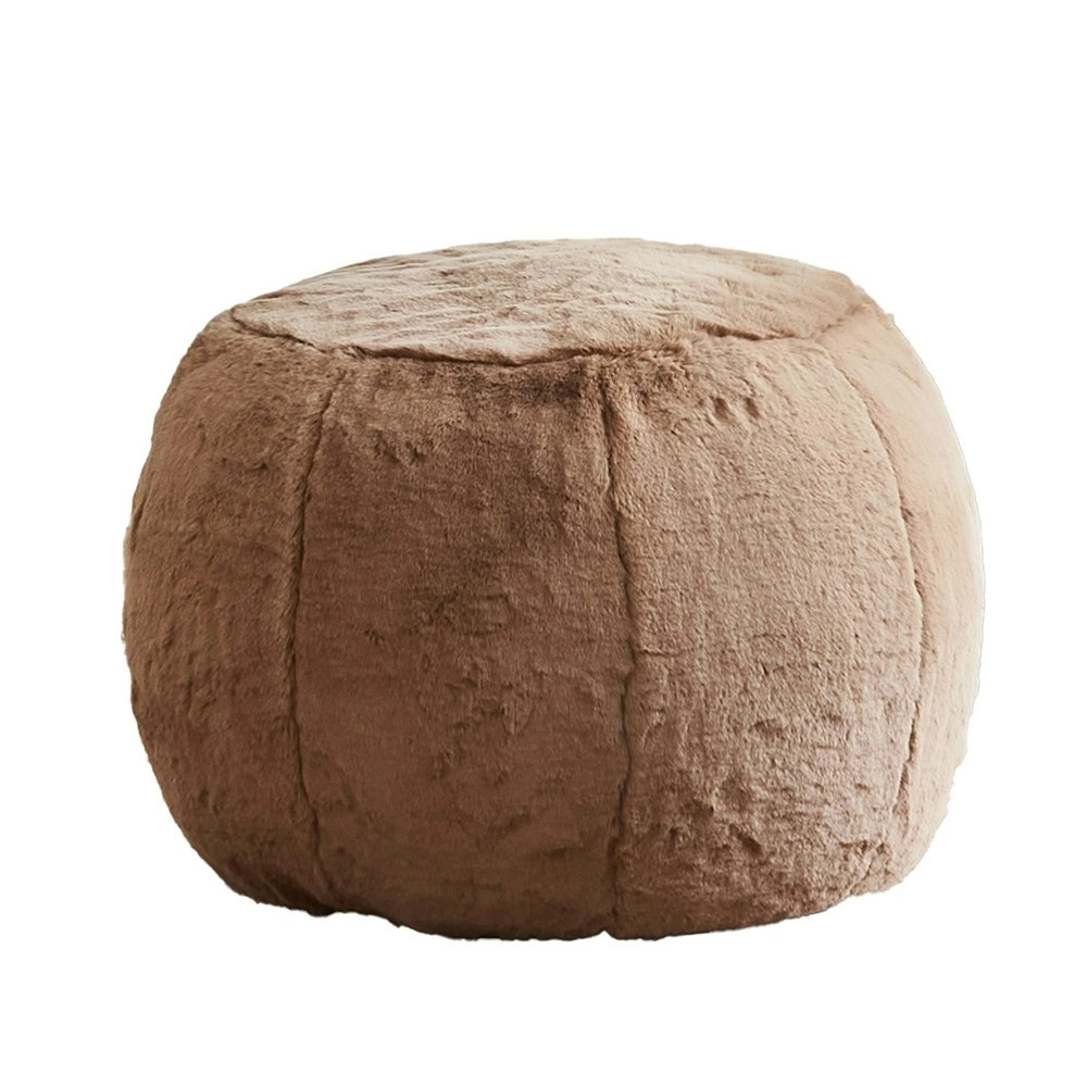 I Am Fake Round Lounge/Living Room Pouffe Home Decor Faux Fur Small Taupe