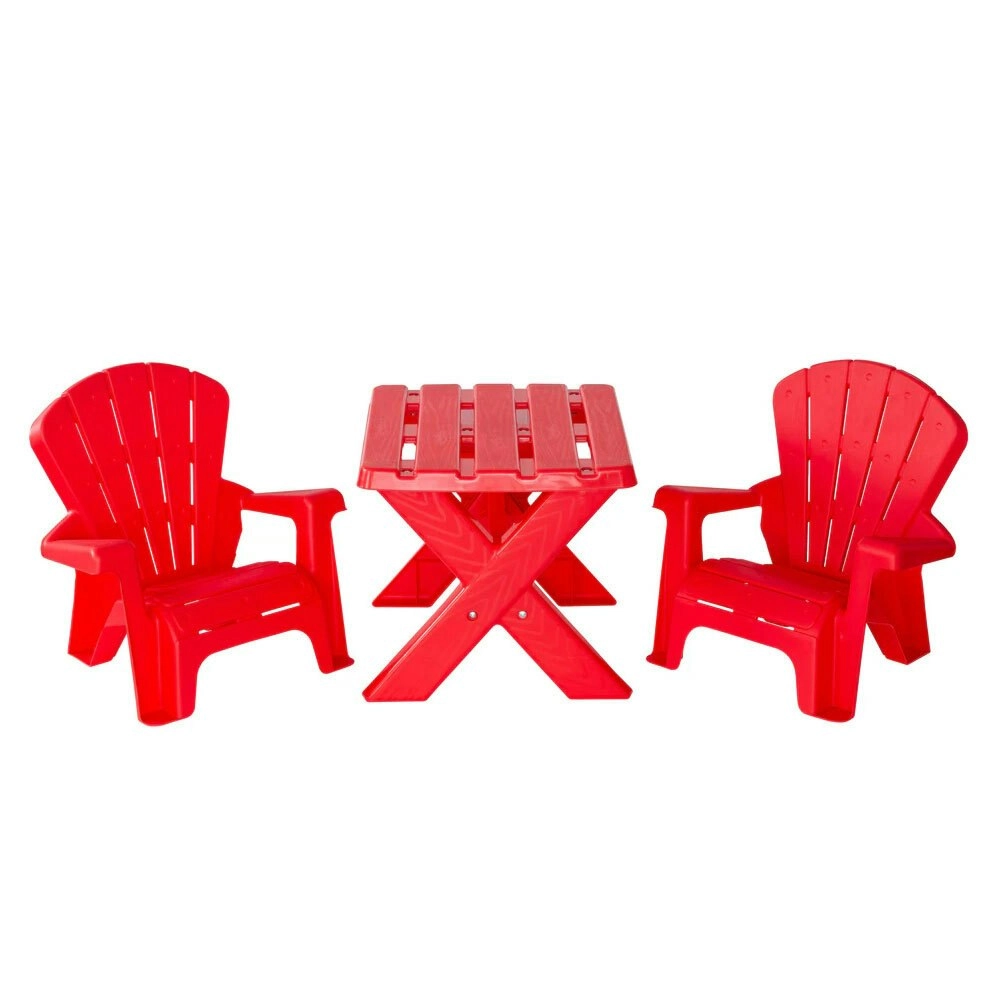 3pc Hacienda Kids/Childrens Outdoor Table and Chair Play Area Set Red 3Y+