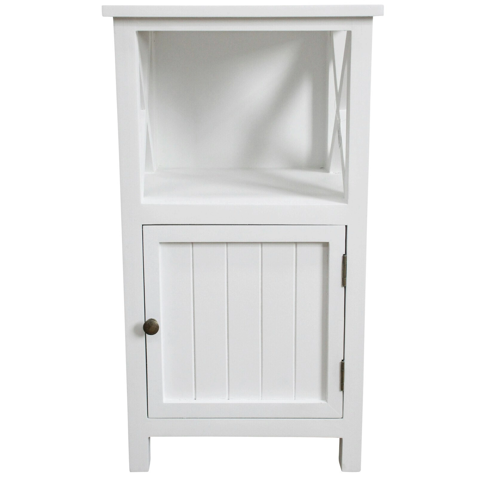 Nantucket Fir Wood/MDF 40x73cm Side Table w/ Cabinet Bedside Furniture White