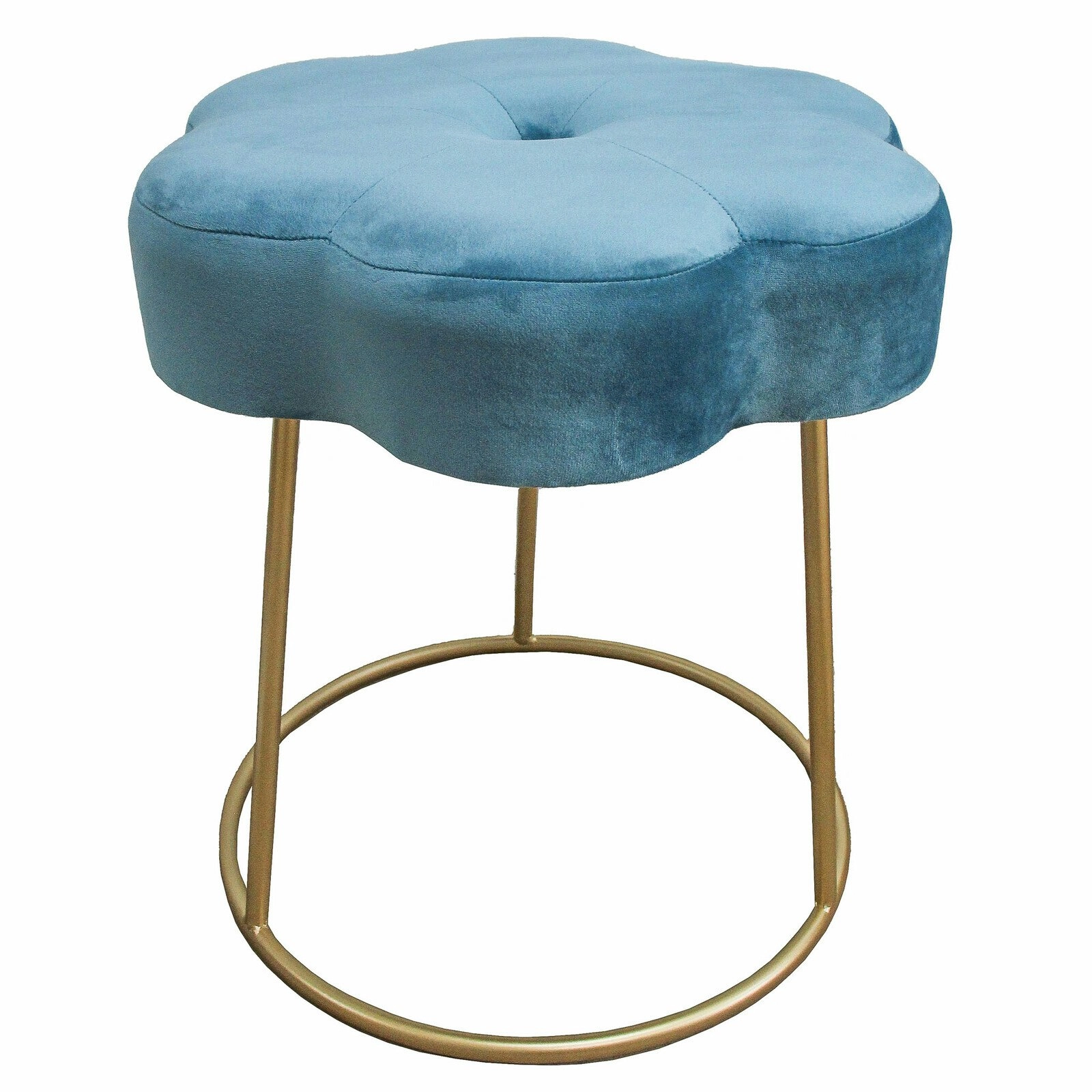 Daisy Metal/Velvet/MDF 41x44cm Stool Home Seat Chair/Barstool Furniture Sky Blue