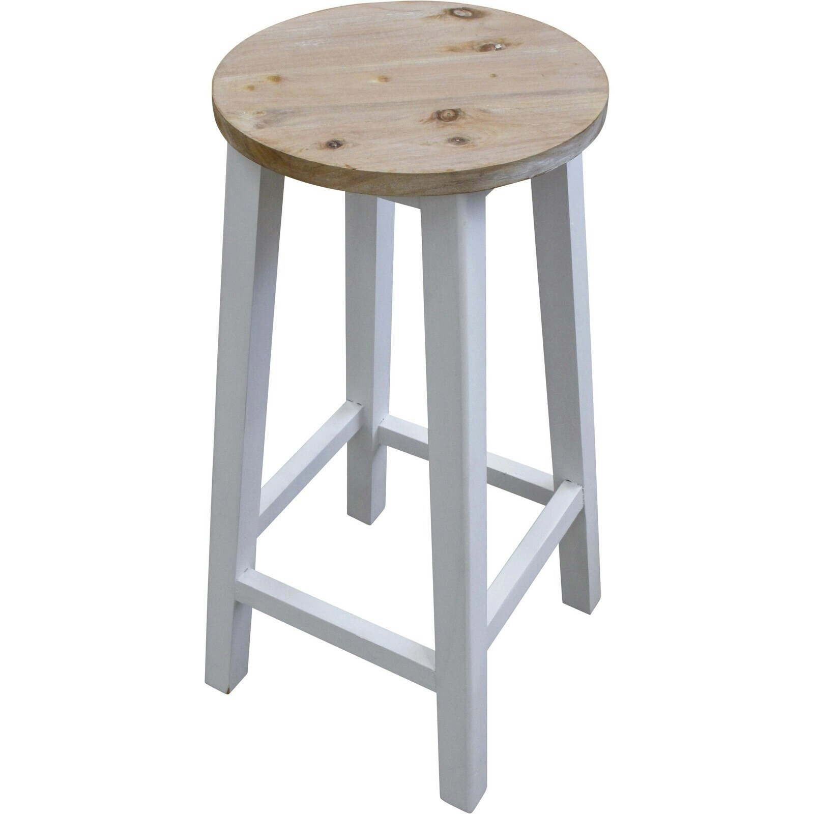 Palmy 66cm Fir Wood Round Stool Home/Office Kitchen Decorative Furniture White