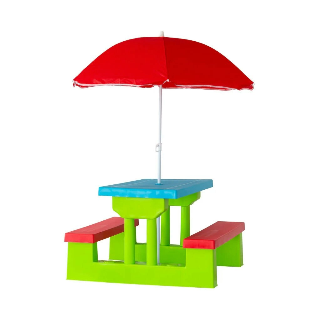 Hacienda Kids/Childrens Durable Outdoor Picnic Table Set with Umbrella 3Y+