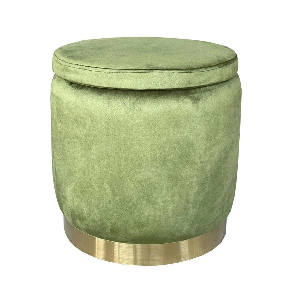 J.Elliot Home Roxanne 40x41cm Velvet Stool Chair Seat w/ Storage Olive & Gold