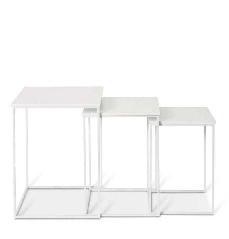 3pc E Style Duke Square Metal/MDF Side Table Set Home Furniture Decor White